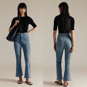 New Free People We The Free Jayde Crop Flare Hayley Blue Jeans Size 30